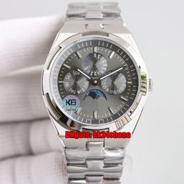 5 Style Top Quality Watches K6F 4300V/120G-B102 Overseas Perpetual Calendar Cal.1120 Automatic Mens Watch Grey Dial Stainless Steel Bracelet Gents Wristwatches