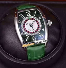 Las Vegas Casino 8880 Russian Turntable CAL.SK Automatic Mens Watch Green/White Dial Steel Case Green Leather Strap 39.5mm Gents Watches Watch_Zone WZFM 34A1