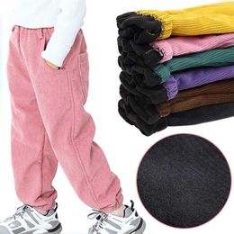 HH Kids Autumn Winter Corduroy Cotton Soft Pants for Girls 3-8 Years Old Solid Boys Casual Sport Baby Toddler Comfortable 211103
