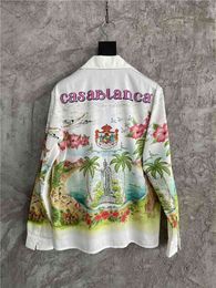 Casablanca summer Hawaiian oasis printed loose menshirt tide Kingdom Island painted casual shirt