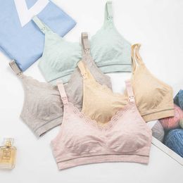 Cotton seamless maternity bra removable padded Modal breastfeeding underwear front opening comfortable wireless nursing bra Y0925