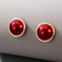 Elegance Red Exquisite Stud Earrings for Women 2020 Charming Gold Color Alloy Metal Geometric Jewelry Wholesale