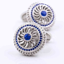 KFLK Jewellery for in 2017 blue crystal shirts cufflinks button high quality brand luxury wedding men guests