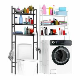 3 Tiers Over Toilet Rack Over Washing Machine Rack Kitchen Bathroom Storage Shelf Space Saving Organiser Bath Towels Shampoo Shower Gel Holder