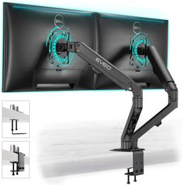 Dual Monitor Stand- Ergonomic Monitor Stands for 2 Monitors, Dual Monitor Mount for 17-27 Inch or 4.4-15.4 Lbs Each Arm, Swivel Mount 75x75mm