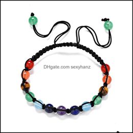 Bracelets Jewellery 6Mm Natural Stone Woven Yoga Seven Chakra Bracelet Energy Reiki Beaded, Strands Drop Delivery 2021 Kh6Tq
