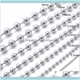 Chains Necklaces & Pendants Jewelrychains Selling Multiple Sizes Beads Chain 1.5/2/2.4/3/3.2 Mm Width Sier Color Stainless Steel Necklace Cu