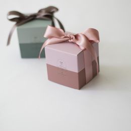 2022 sacchetti regalo doccia per neonati Borsa da regalo Wrap Box bomboniere Bomboniere Boygirl Confezione Carta di carta Scatole di cioccolato Borse blu per Baby Shower Party Supplies
