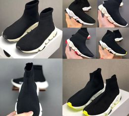 En Kaliteli Paris Çocuk Çorap Ayakkabı Sneakers Hız Boy Kız Koşucular Eğitmenler Örgü Çorap Üçlü S Çizmeler Runner KISD Ayakkabı Boyutu