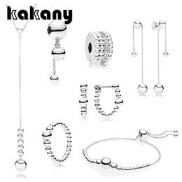KAKANY High Quality Standard S925 Sterling Silver Unique Personality Round Beads Beaded Charm Earrings Bracelet Necklace Beads Q0531