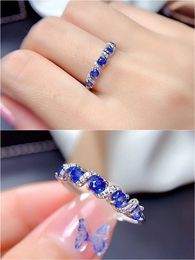 Fashion Chic Small Blue Crystal Topaz Gemstones Zircon Diamonds Rings for Women Girl White Gold Silver Color Jewelry Bijoux Gift