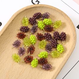 10PCs 10*18mm Green Purple Resin Components Fruit Grape Charms Zinc Based Alloy Simulation Pendants Gold Colour For DIY Jewellery