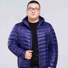 Men 2021 Winter Fashion Light Thin White Duck Down Jacket Mens Streetwear Hooded Coats Male Solid Colour Warm Overcoats W299 G1115