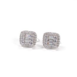 Hip Hop Stud Earrings Jewellery Fashion Mens Square Gold Silver High Quality Zircon Earring