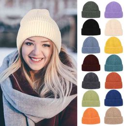 Apparel Accessories Large Size High Quality Winter Hat Pure Color Thickened Warm Winter Beanies,All-match, Korean Version, Trend Y21111