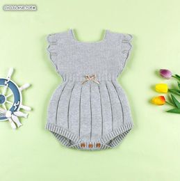 Knitted Clothes Winter Summer Ruffle Sleeve Cotton Newborn Rompers Infant Baby Boy Girl Romper Jumpsuit 210226