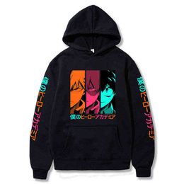 My Hero Academia Printed Hoodies Harakuju Streetwear Sweatshirt Casual Pullovers Unisex Autumn Winter Long Sleeve Hooded Tops Y211122