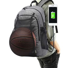 Hot Men's Sports Gym Bags Basketball Backpack School Bags For Teenager Boys Soccer Ball Pack Laptop Bag Football Net Fitness Bag Q0705