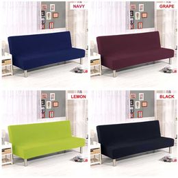 Universal Armless Sofa Bed Cover Solid Colour Folding Cover Modern Seat Slipcovers Stretch Covers Couch Protector Elastic Futon 211102