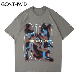 Tshirts Hip Hop Oversized Streetwear Creative Graffiti Letters Short Sleeve Tees Fashion Casual Punk Rock Gothic Tops 210602