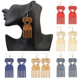 Wood Comb Pendant Earrings Woman Party Personality Jewelry for Girls Women Wood Accessories Wooden Earing Female