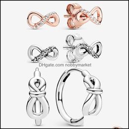 Stud Earrings Jewelry Authentic S925 Sterling Sier Glittering Eternal Symbol Flower Knot Womens Fashion Gifts Drop Delivery 2021 Ldxmt