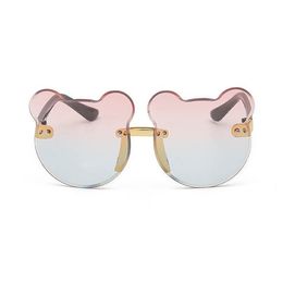 Lovely Kids Panda Bear Designer Sunglasses Rimless Round Lenses With Mouse Ears Fashion And Cute Child Sun Glasses