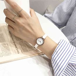 Women's Fashion White Small Watches 2021 Ulzzang Brand Ladies Quartz Wristwatch Simple Retr Montre Femme with Leather Band Clock