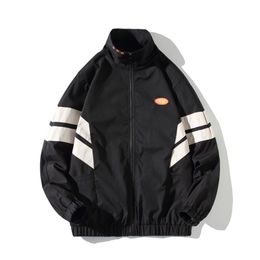 Autumn Winter Men's Jackets Coat Raglan Sleeve Windproof Collar Patchwork Stripe Streetwear Windbreaker Man Clothes 211008