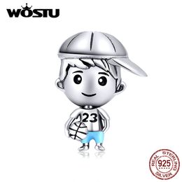 WOSTU Little Brother & Girl Charm 925 Sterling Silver Family Beads Fit Original Bracelet Bangle Jewellery CTC173 Q0531