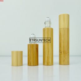 50pcs 5ml 10ml 15ml Empty Bamboo Essential Oil Roll On Bottle Glass Inner Perfume Container with Steel Roller ball F2937high qualtity