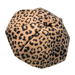 Autumn Winter Retro Leopard Print Beret Women Men Imitation Wool Comfortable Warm Octagonal Hat European US Street Fashion Cap