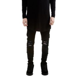 QNPQYX New fashion men black jeans skinny ripped Stretch Slim west hip hop swag denim motorcycle biker pants Jogger