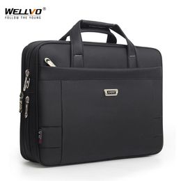 Briefcases Men Casual Briefcase Male Waterproof Oxford Laptop Bags Business Travel Handbag Documents Storage Bag Solid Shoulder XA254e