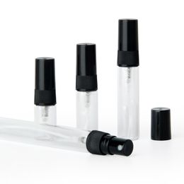 50pcs/lot Black 2ml 3ml 5ml 10ml Mist Spray Bottle Pump Travel Refillable Glass Perfume With er