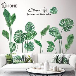 Tropical Leaves Wall Sticker DIY Nodic Style Plant Wall Decals for Living Room Bedroom Decoration Home Decor Sticker Wall Decals 210308