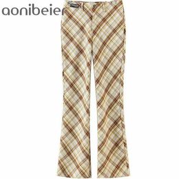 Checked Trousers Spring Summer Fashion High Waist Casual Women Flare Pants Female Bottoms Plaid Skinny Long Pant 210604