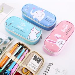 Animal pencil bags, large capacity stationery bag, PU student pencils case 4 Colours