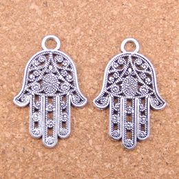 31pcs Antique Silver Plated Bronze Plated hamsa palm hand protection Charms Pendant DIY Necklace Bracelet Bangle Findings 42*28mm