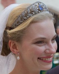 Luxembourg Princess Crown Tiara Zircon Headpiece For Wedding Bride Women Party Prom Hair Accessories Jewellery Headband Silver Luxury Royal Hairband Headdress