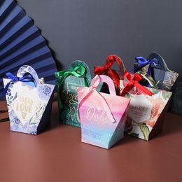 T-shaped Handle Candy Bag Baby Shower Paper Chocolate Boxes Birthday Wedding Favours Candy Boxes without Ribbon