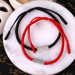 Hand-woven Red Rope Bracelet Diamond Knot Six-character Proverbs Bracelet Dragon Boat Festival Red Hand Rope