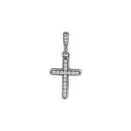Classic Jesus Cross Pendant Fit Charm Bracelet & Necklace Pave Stones Crystal Beads for Jewellery Making 925 Sterling Silver DIY Q0531