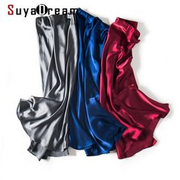 SuyaDream 100% Silk Satin Mermaid Skirt Woman Summer Long Skirts Solid Elegant Office Skirt 210309