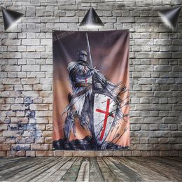 Knight Templar Flag Banner Polyester 96*144cm Hang On The Wall 4 Grommets Custom Flags Indoor Personality Decoration Inspirational Wall Decor