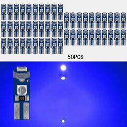 50Pcs/Lot Car LED Bulbs Super Bright Blue T5 3030 3SMD 12V Canbus Error Free Instrument Cluster Panel Dash Light,Plug and Play