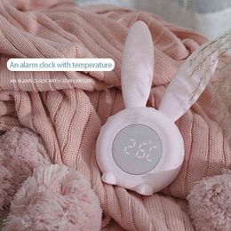 Cute Bunny Ear LED Digital Alarm Clock Electronic USB Sound Control Rabbit Night Lamp Desk Clock Home Decoration 211112