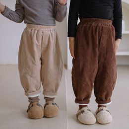 Winter children warm thicken corduroy harem pants Boys and girls loose thick patchwork casual trousers 210303