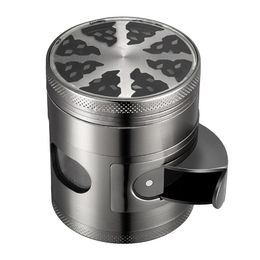 Herb Grinder Tobacco Crusher 3-Chamber 4-Piece with Pollen Scraper Premium Zinc alloy Hollow 2.3inch Diameter Cocina Gadget 210712