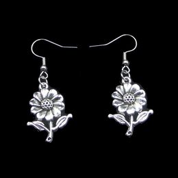 New Fashion Handmade 27*20mm sunflower flower Earrings Stainless Steel Ear Hook Retro Small Object Jewellery Simple Design For Women Girl Gifts